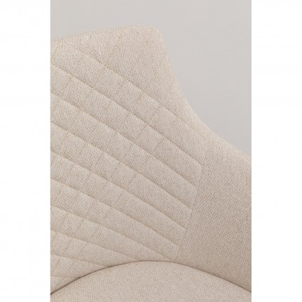 Swivel chair with armrests Coco cream and oak Kare Design