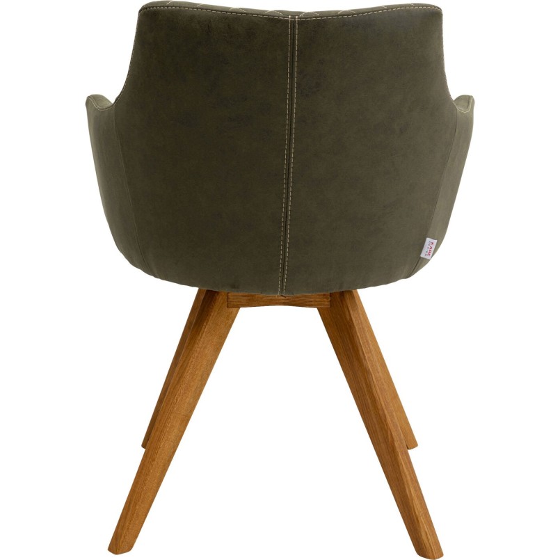 Swivel chair with armrests Coco green and oak Kare Design