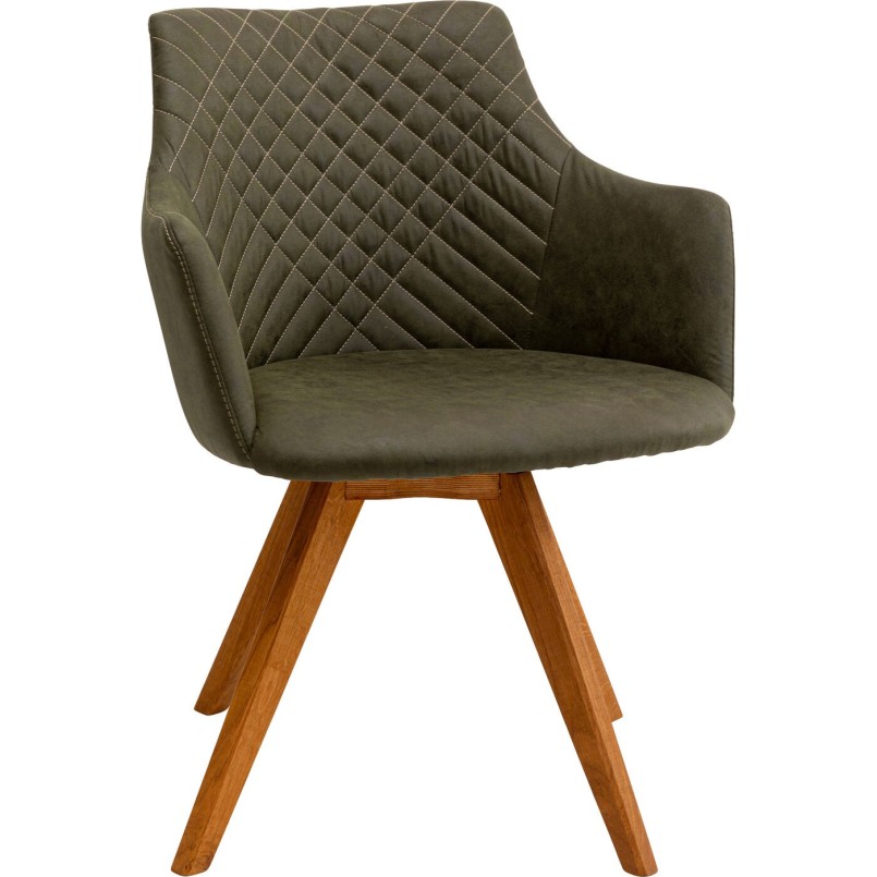 Draaistoel met armleuningen Coco groen en eik Kare Design