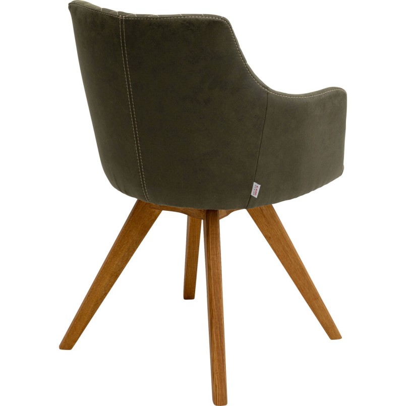 Swivel chair with armrests Coco green and oak Kare Design