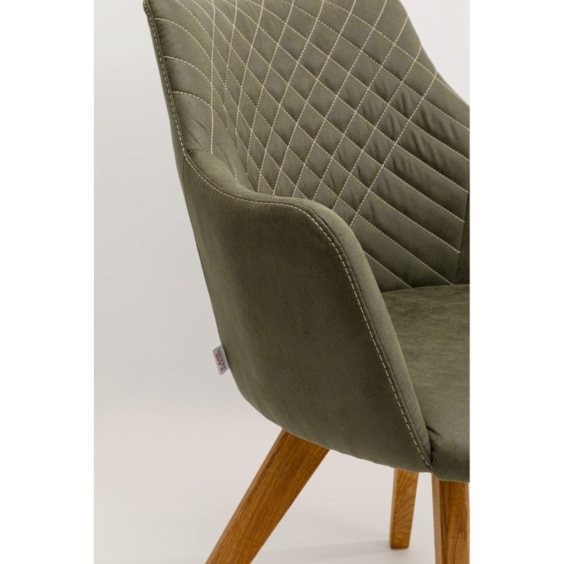 Draaistoel met armleuningen Coco groen en eik Kare Design