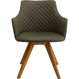 Swivel chair with armrests Coco green and oak Kare Design