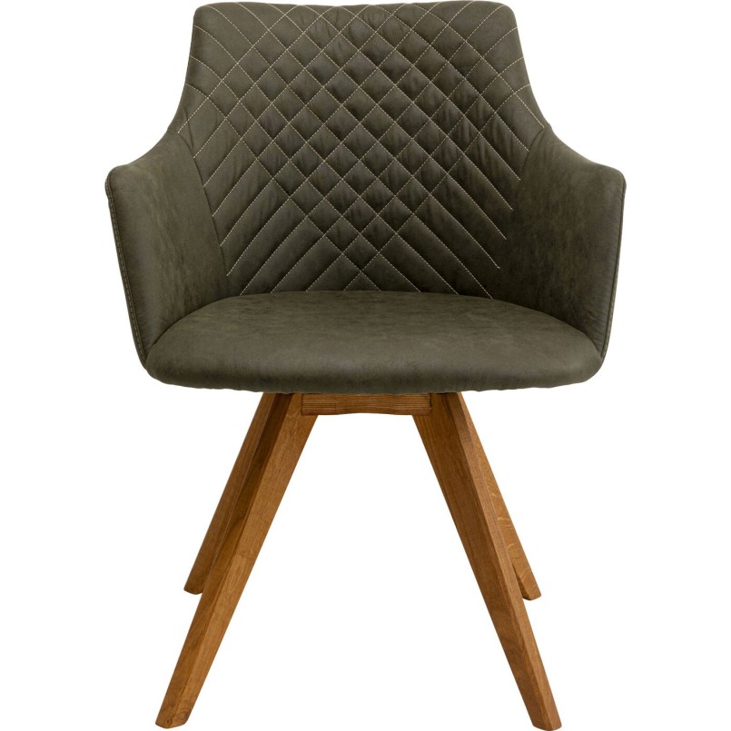 Draaistoel met armleuningen Coco groen en eik Kare Design