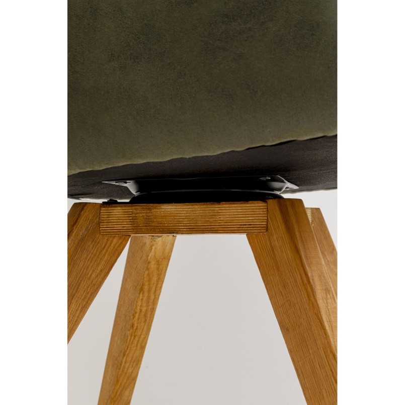 Draaistoel met armleuningen Coco groen en eik Kare Design