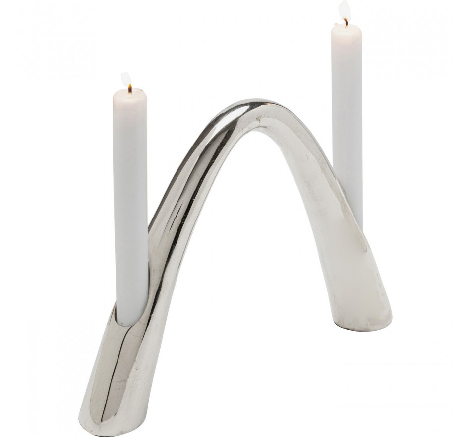 Kandelaar Bow Duo 21cm zilver Kare Design Kandelaar Bow Duo 21cm zilver Kare Design