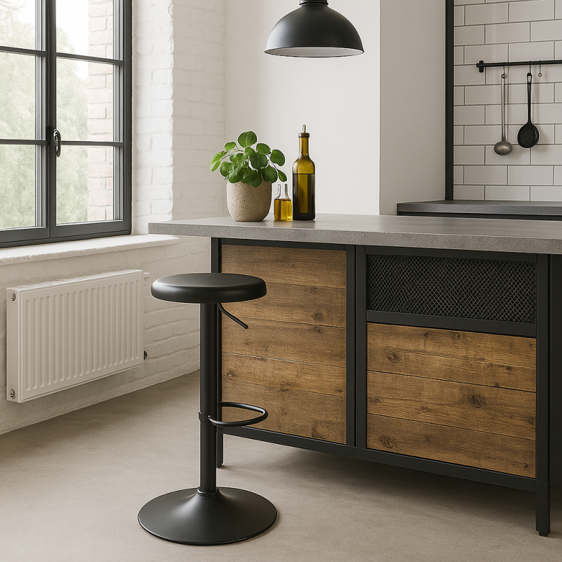 Black steel adjustable bar stool - Kalea - Kare Design