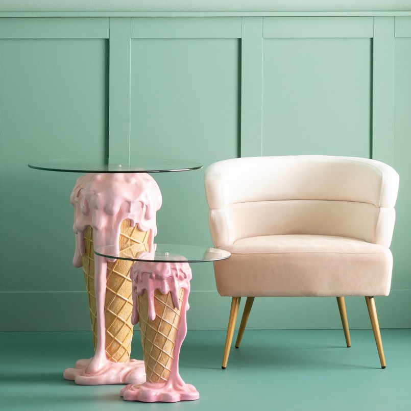 Bijzettafel ijs Ø48cm roze Kare Design