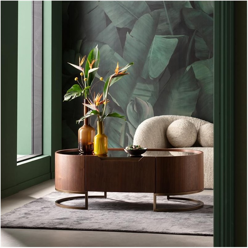 Salontafel met hout- en glaseffect en lade - Giorgio - Kare Design