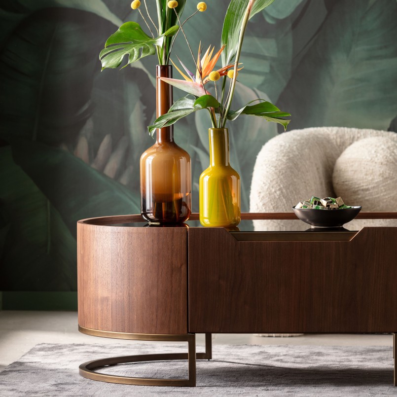 Wood and glass effect coffee table with drawer - Giorgio - Kare Design