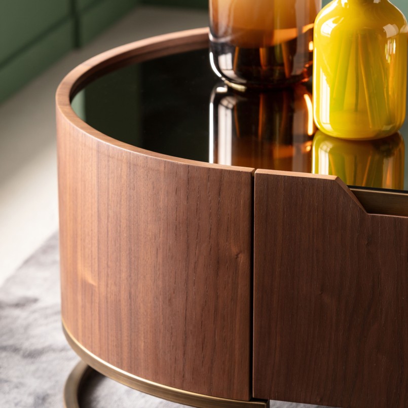 Wood and glass effect coffee table with drawer - Giorgio - Kare Design