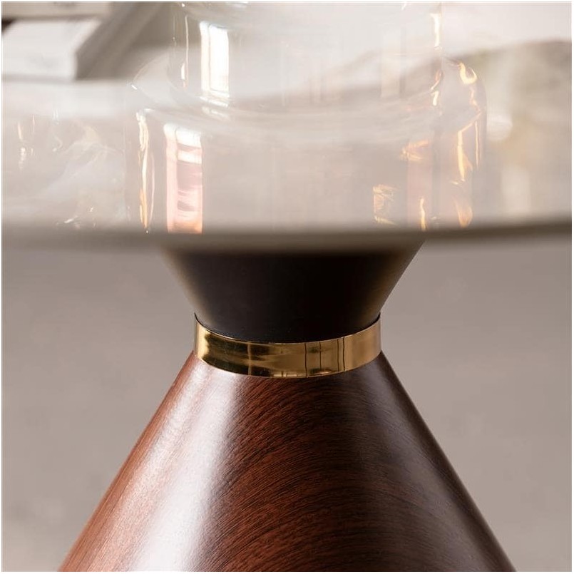 Ronde salontafel in wit steengoed en houteffect - Cono - Kare Design
