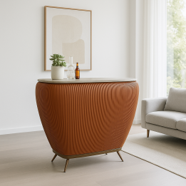 Vintage bar in walnut and imitation leather - Rio - Kare Design