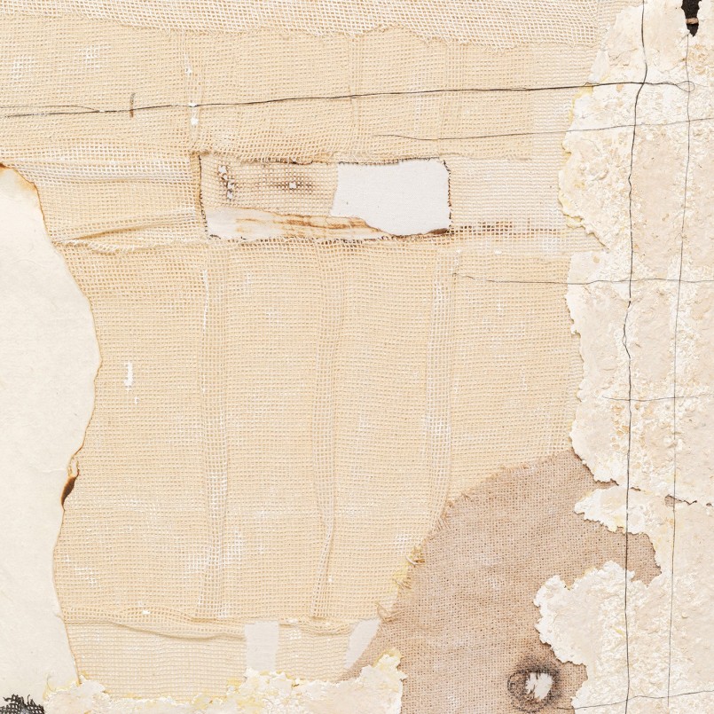 Vierkant beige abstract schilderij met structuur - Arty Collage - Kare Design