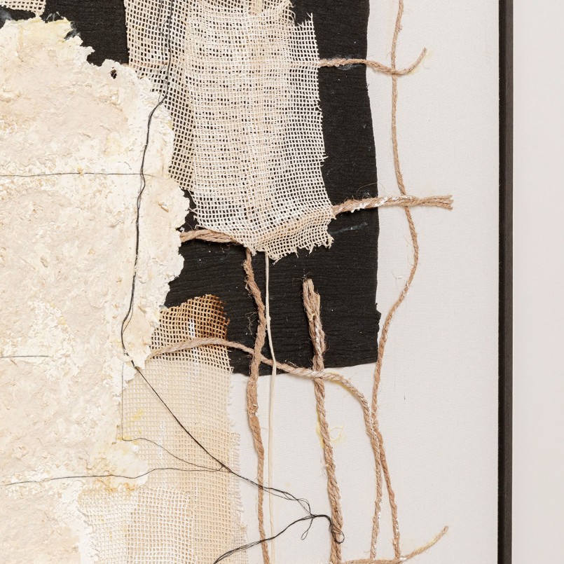 Vierkant beige abstract schilderij met structuur - Arty Collage - Kare Design