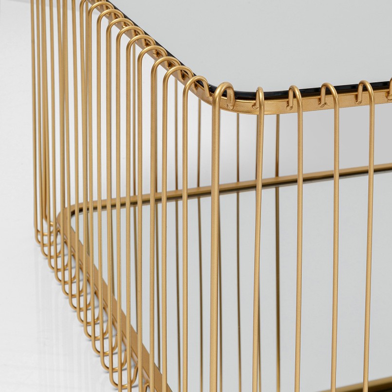 Salontafel van verguld staal en spiegelglas - Wire Double - Kare Design