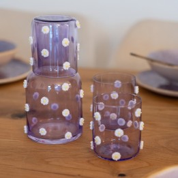 Paarse waterglazen met reliëfbloemen - Partybloemen - Kare Design