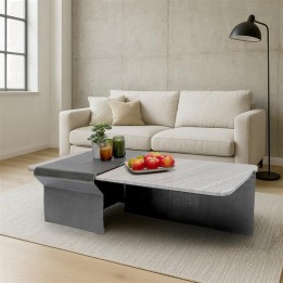 Marmer en aluminium salontafel 142x70cm - Montagna - Kare Design