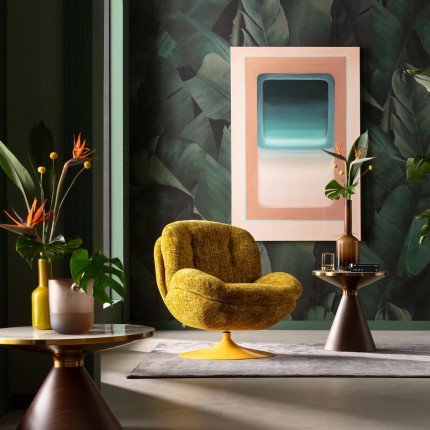 Draaifauteuil Cosy geel Kare Design