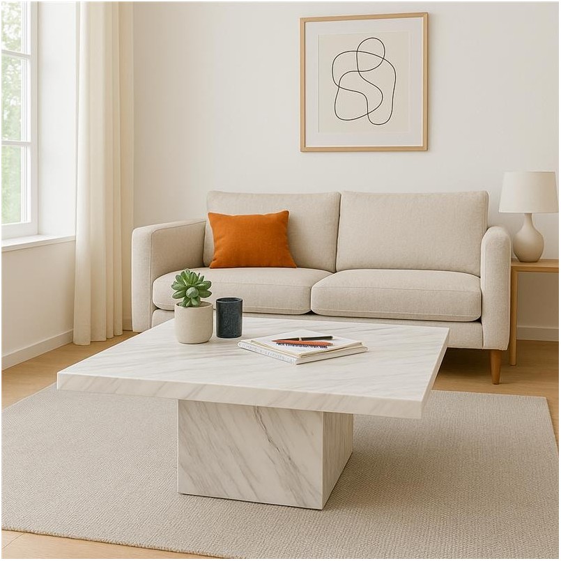 Vierkante salontafel met wit marmereffect - Artistico - Kare Design
