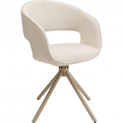 Swivel chair with armrests Gina beige Kare Design