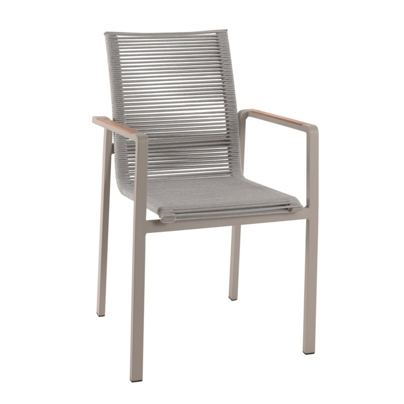 Outdoor chair with armrests Aruba grey and teak Gescova
