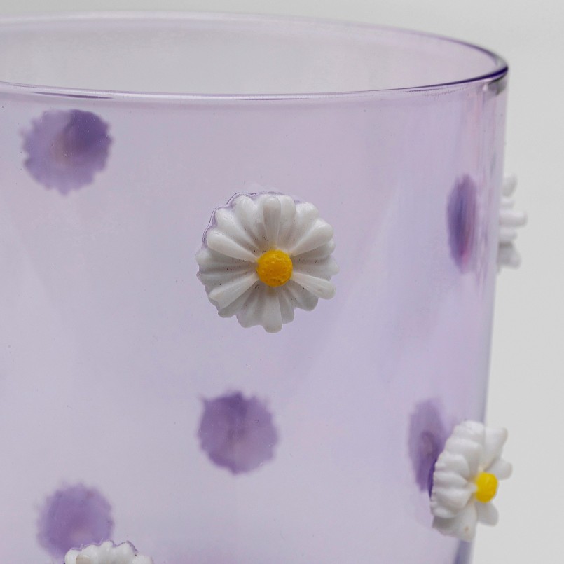 Paarse waterglazen met reliëfbloemen - Partybloemen - Kare Design