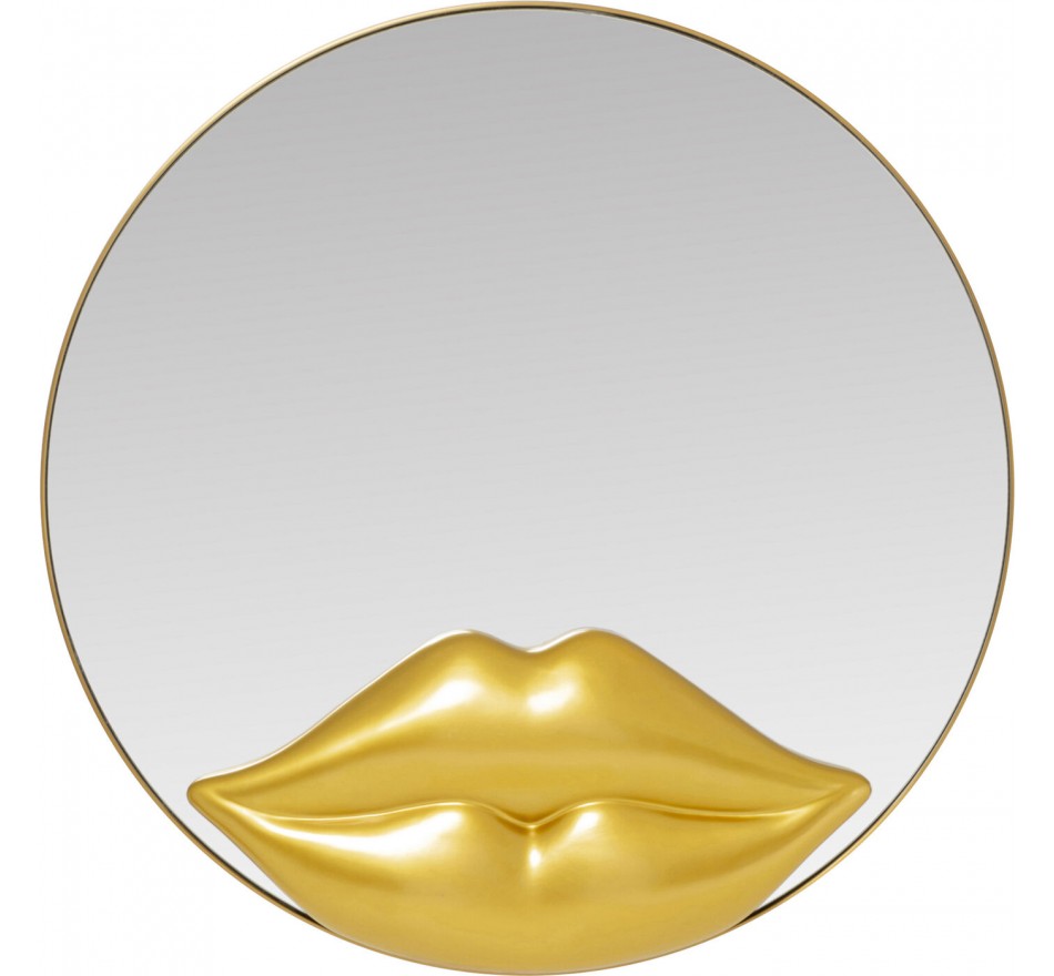 Spiegel goud lippen Ø100cm Kare Design Spiegel goud lippen Ø100cm Kare Design