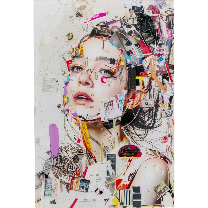 Glas schilderij van een artistieke vrouw in profiel - Kare Design