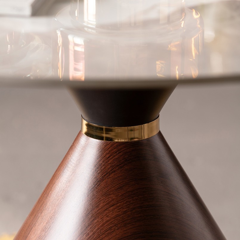 Ronde tafel met steengoed en houteffect - Cono - Kare Design