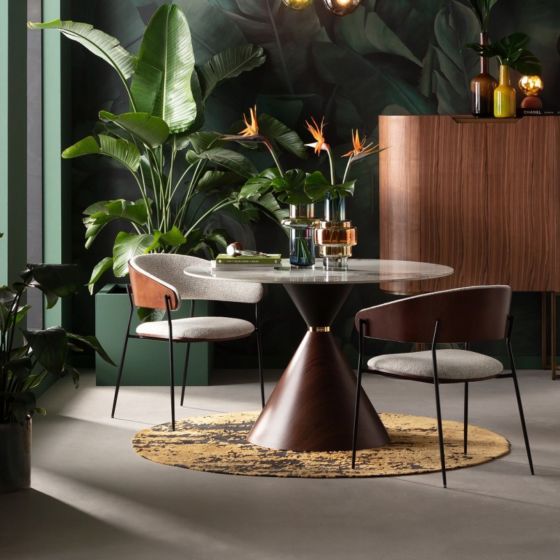 Ronde tafel met steengoed en houteffect - Cono - Kare Design