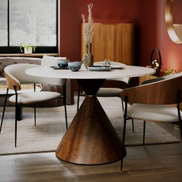 Ronde tafel met steengoed en houteffect - Cono - Kare Design