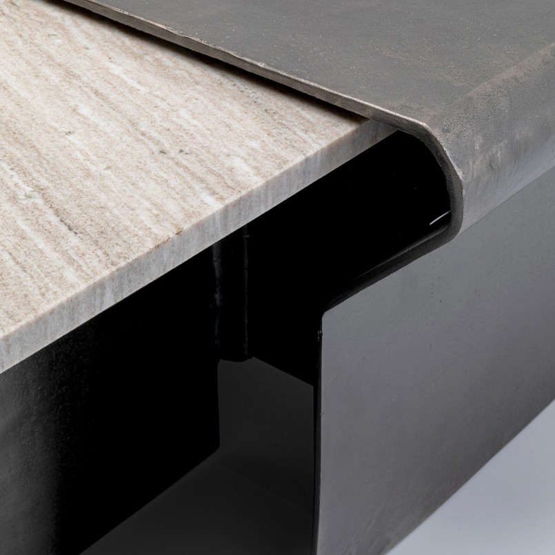 Marmer en aluminium salontafel 142x70cm - Montagna - Kare Design