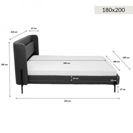 Bed Tivoli 180x200cm grijs Kare Design