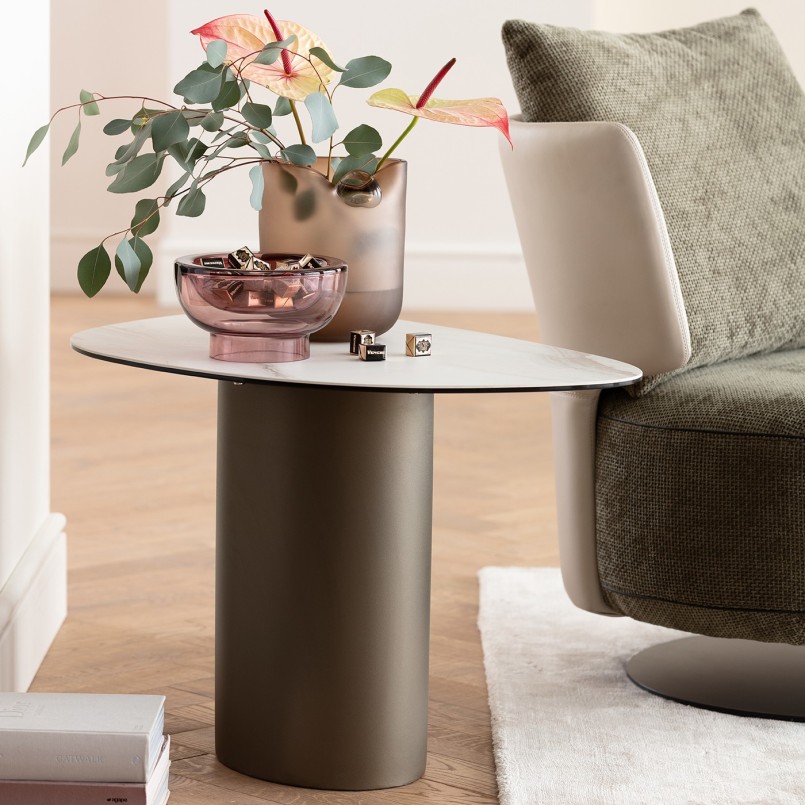 Side table in white stoneware and black steel - Paso - Kare Design