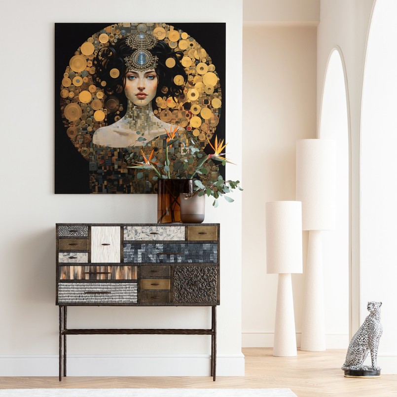 Staande lamp in krullend beige linnen - Marleen - Kare Design