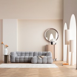 Floor lamp in curly beige linen - Marleen - Kare Design
