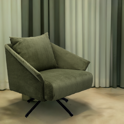 Draaifauteuil Milo fluweel groen Kare Design