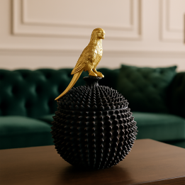 Zwarte doos met gouden papegaai - Kare Design