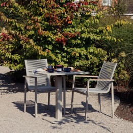 Tuinstoel met armleuningen Aruba grijs en teak Gescova