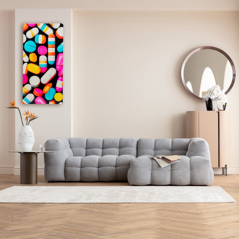 Schilderij gestreepte capsules 70x140cm Kare Design