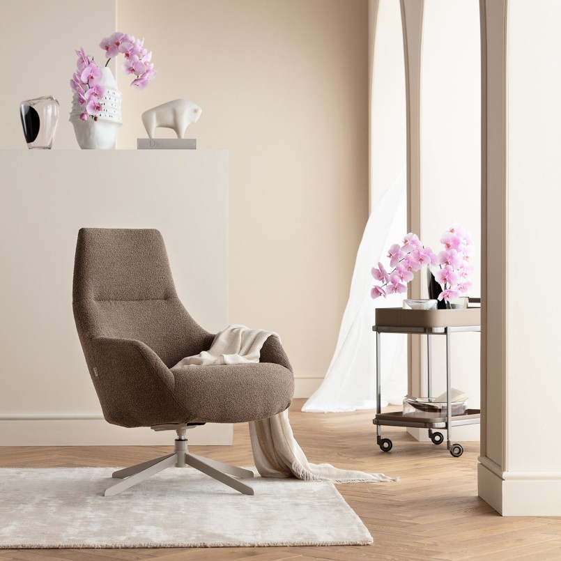 Beige stoffen vloerkleed - Silja - Kare Design
