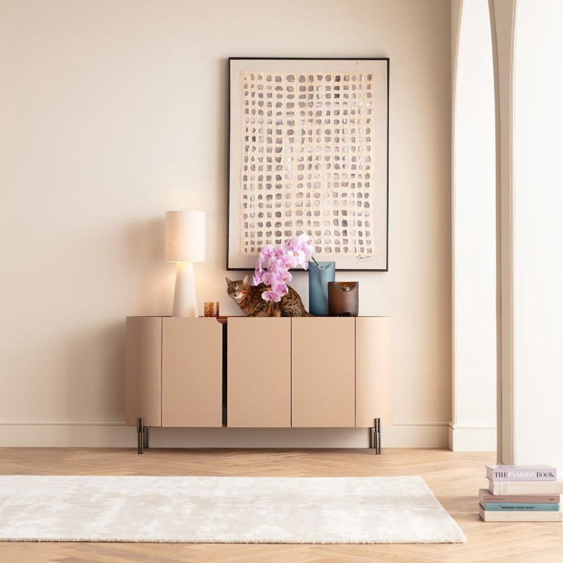 Beige stoffen vloerkleed - Silja - Kare Design