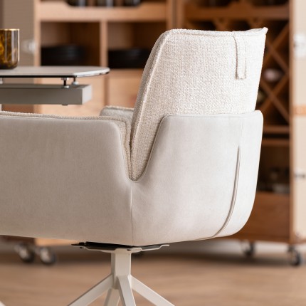 Swivel chair with armrests Hilla cream Kare Design
