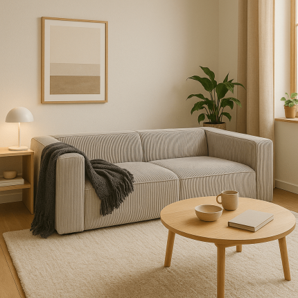Sofa Cubetto Cord 3-Zits lichtgrijs Kare Design