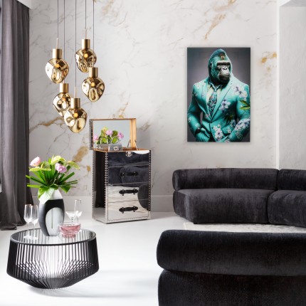 Glass Picture gorilla blue suit 60x90cm Kare Design