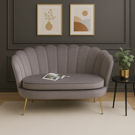 Sofa Water Lily 2-Zits fluweel grijs en goud Kare Design Sofa Water Lily 2-Zits fluweel grijs en goud Kare Design