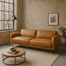 Vintage lichtbruine leren bank - Calgary - Kare Design