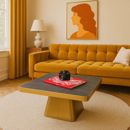 Salontafel Miler goud zwart 80x80cm Kare Design