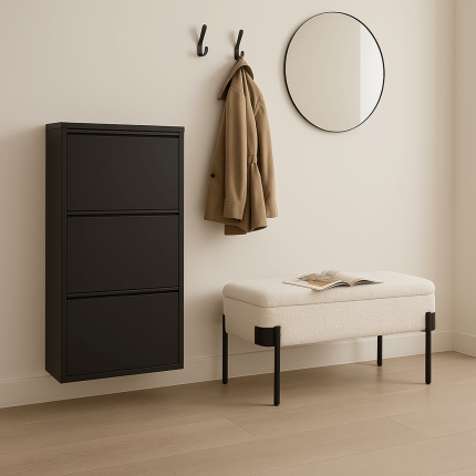 Schoenenkast Caruso 3 laden zwart Kare Design