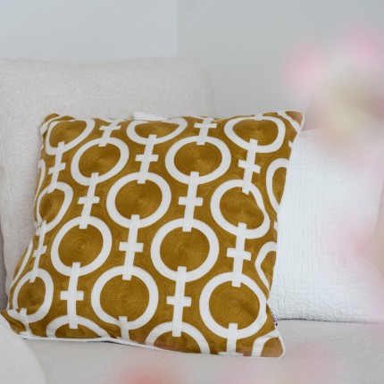 Kussen Catena Chain geel en wit Kare Design